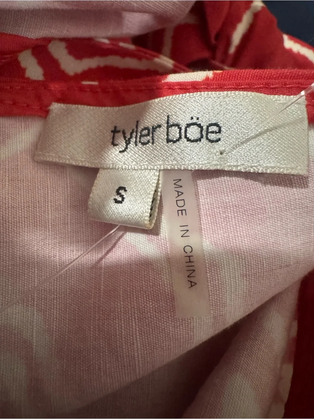 Tyler Boe Coral Red Lobster Print Ruffle Neck Tie Back Top S Coastal Preppy